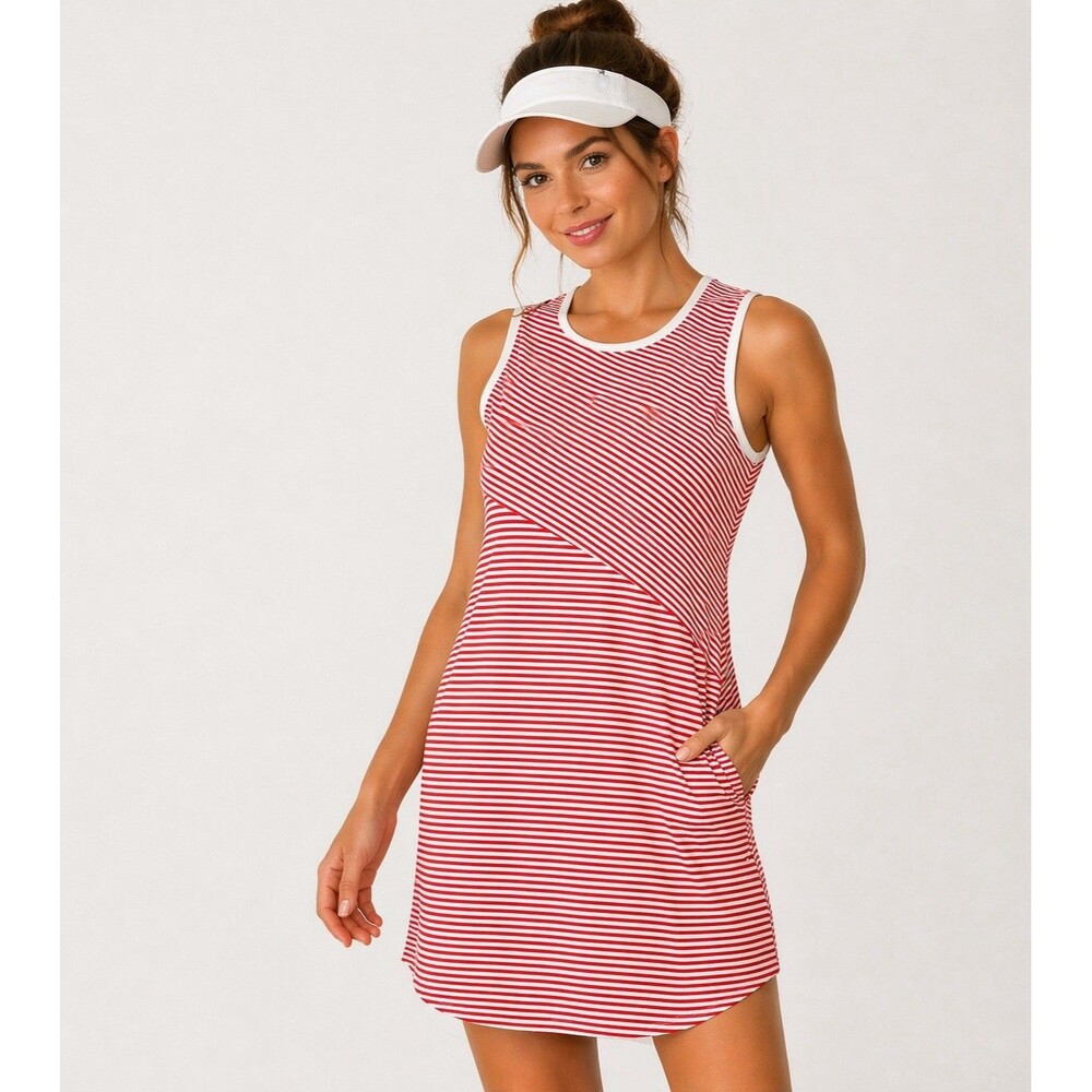 Tommy Bahama Womens Large Dress Orange White Stripe IslandZone Pocket Golf Beach